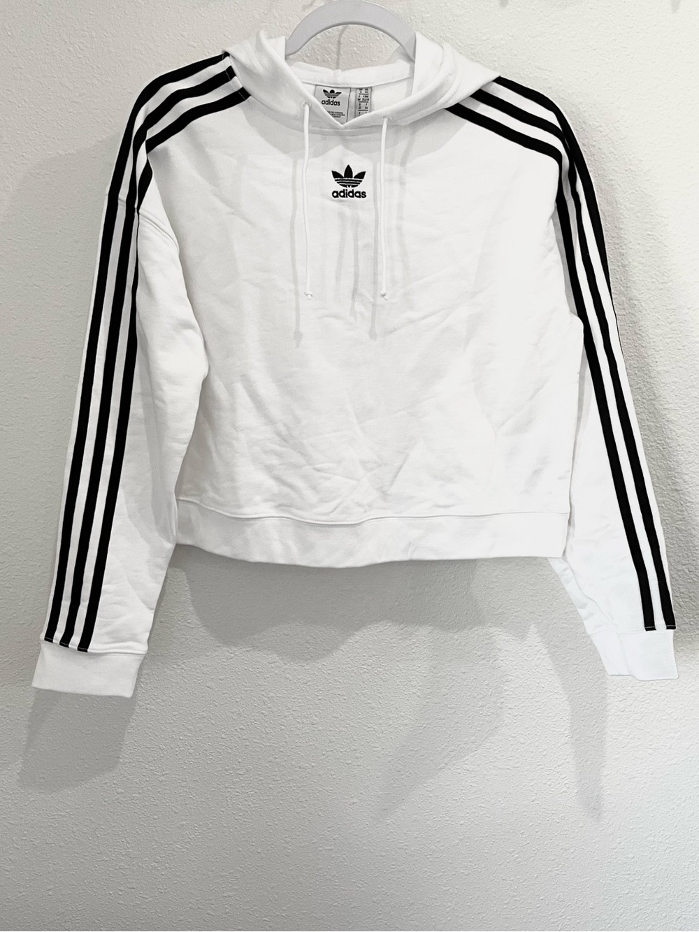 Adidas White Boxy Hoodie Athletic Street Neutral Athleisure